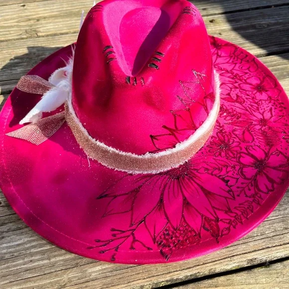 Accessories | Custom Burned Hot Pink Rancher Hat | Poshmark display picture 1